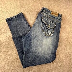 V Blue Born To Be Free Jeans Womens 18 Blue Denim Cotton High Rise Tapered Leg